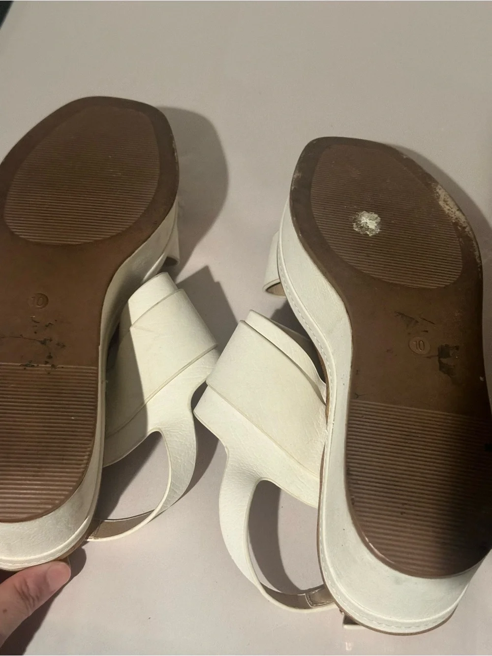 Cato Size 11 White Platform Strappy Sandals with Tortoiseshell Buckles